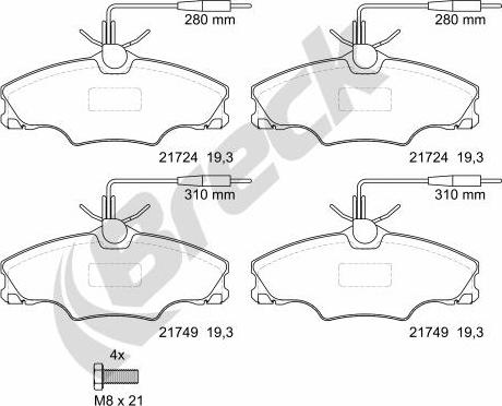 Breck 21724 00 701 10 - Тормозные колодки, дисковые, комплект autosila-amz.com