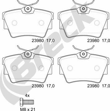 Breck 23980 00 703 00 - Тормозные колодки, дисковые, комплект autosila-amz.com