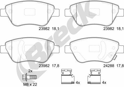 Breck 23982 00 702 10 - Тормозные колодки, дисковые, комплект autosila-amz.com