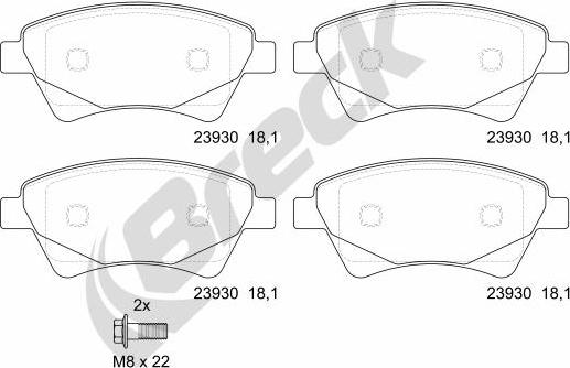 Breck 23930 00 702 00 - Тормозные колодки, дисковые, комплект autosila-amz.com