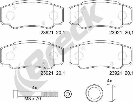 Breck 23921 00 703 00 - Тормозные колодки, дисковые, комплект autosila-amz.com