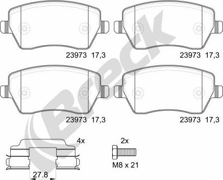 Breck 23973 00 651 00 - Тормозные колодки, дисковые, комплект autosila-amz.com