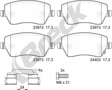 Breck 23973 00 702 10 - Тормозные колодки, дисковые, комплект autosila-amz.com