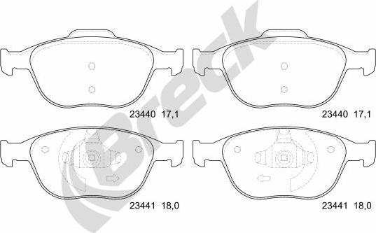 Breck 23440 00 701 00 - Тормозные колодки, дисковые, комплект autosila-amz.com