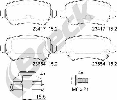 Breck 23417 00 704 10 - Тормозные колодки, дисковые, комплект autosila-amz.com