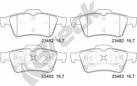 Breck 23482 00 702 00 - Тормозные колодки, дисковые, комплект autosila-amz.com