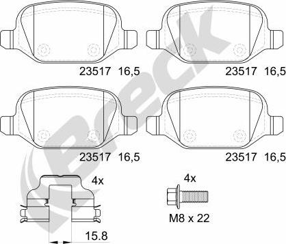 Breck 23517 00 704 00 - Тормозные колодки, дисковые, комплект autosila-amz.com