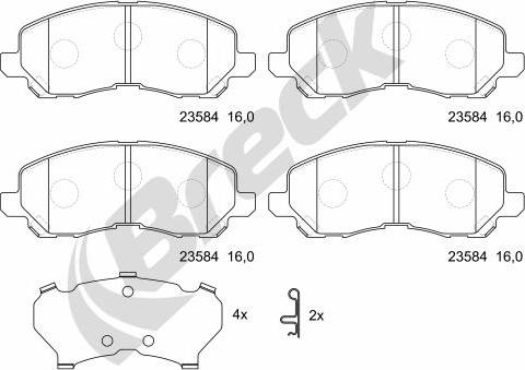 Breck 23584 00 701 00 - Тормозные колодки, дисковые, комплект autosila-amz.com