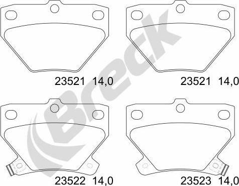 Breck 23521 00 704 10 - Тормозные колодки, дисковые, комплект autosila-amz.com