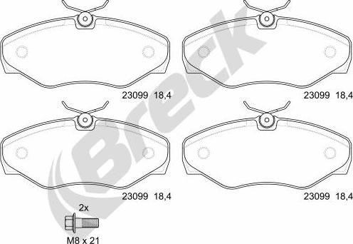 Breck 23099 00 703 00 - Тормозные колодки, дисковые, комплект autosila-amz.com