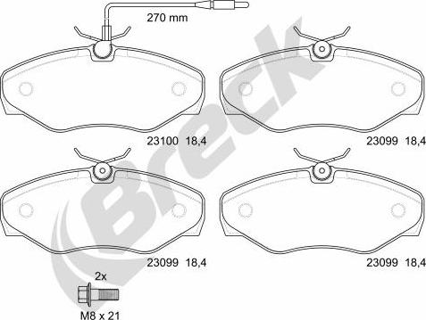 Breck 23099 00 703 10 - Тормозные колодки, дисковые, комплект autosila-amz.com