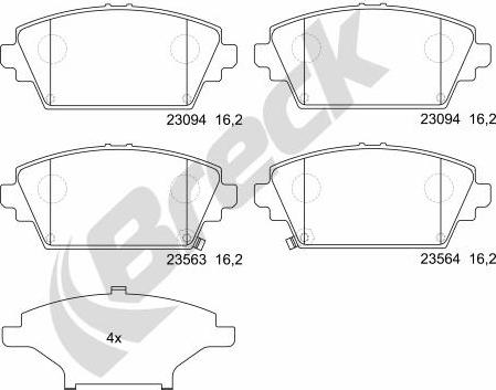 Breck 23094 00 701 00 - Тормозные колодки, дисковые, комплект autosila-amz.com