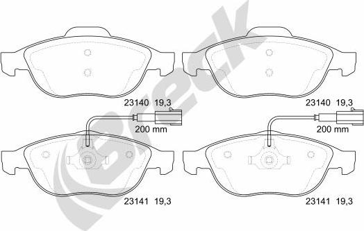 Breck 23140 00 701 10 - Тормозные колодки, дисковые, комплект autosila-amz.com