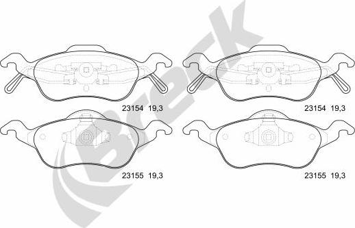 Breck 23154 00 702 00 - Тормозные колодки, дисковые, комплект autosila-amz.com