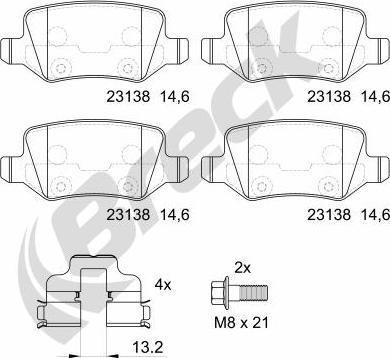 Breck 23138 00 704 00 - Тормозные колодки, дисковые, комплект autosila-amz.com