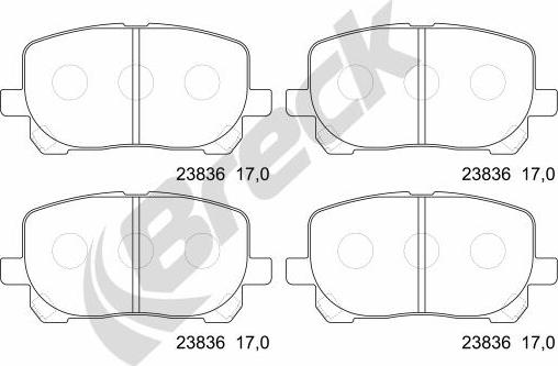 Breck 23836 00 701 00 - Тормозные колодки, дисковые, комплект autosila-amz.com