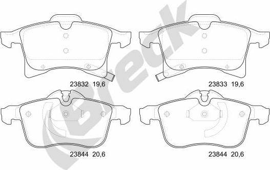 Breck 23832 00 702 10 - Тормозные колодки, дисковые, комплект autosila-amz.com