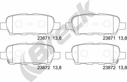 Breck 23871 00 702 10 - Тормозные колодки, дисковые, комплект autosila-amz.com