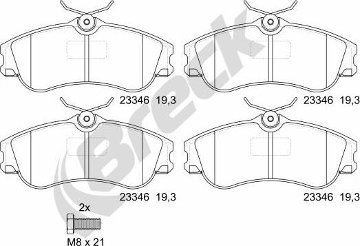 Breck 23346 00 701 00 - Тормозные колодки, дисковые, комплект autosila-amz.com