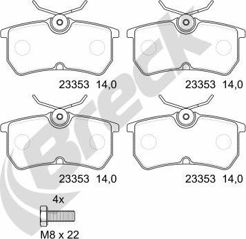 Breck 23353 00 704 00 - Тормозные колодки, дисковые, комплект autosila-amz.com