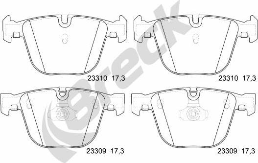 Breck 23309 00 702 10 - Тормозные колодки, дисковые, комплект autosila-amz.com