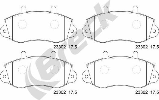 Breck 23302 00 703 00 - Тормозные колодки, дисковые, комплект autosila-amz.com