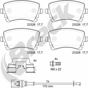 Breck 23326 00 702 10 - Тормозные колодки, дисковые, комплект autosila-amz.com