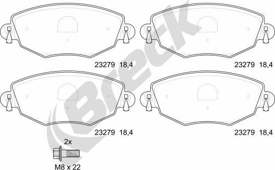 Breck 23279 00 701 10 - Тормозные колодки, дисковые, комплект autosila-amz.com