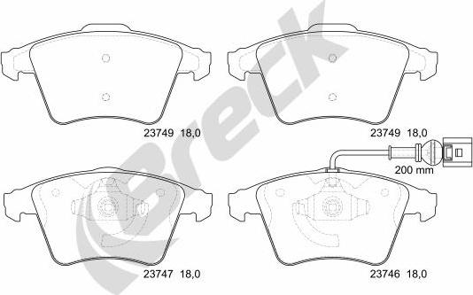 Breck 23746 00 703 10 - Тормозные колодки, дисковые, комплект autosila-amz.com