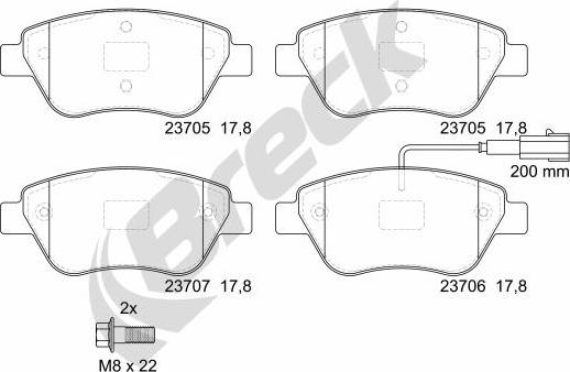 Breck 23705 00 701 10 - Тормозные колодки, дисковые, комплект autosila-amz.com