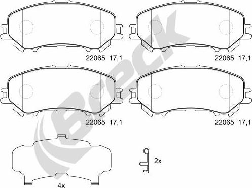 Breck 22065 00 701 00 - Тормозные колодки, дисковые, комплект autosila-amz.com