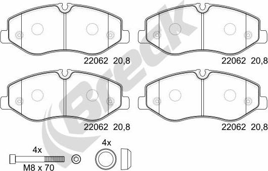 Breck 22062 00 703 00 - Тормозные колодки, дисковые, комплект autosila-amz.com