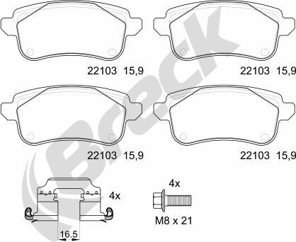 Breck 22103 00 704 00 - Тормозные колодки, дисковые, комплект autosila-amz.com