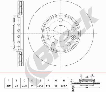 Breck BR 453 VA100 - Тормозной диск autosila-amz.com