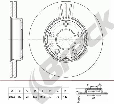 Breck BR 403 VA100 - Тормозной диск autosila-amz.com