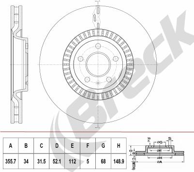 Breck BR 415 VH100 - Тормозной диск autosila-amz.com