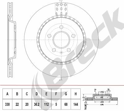 Breck BR 413 VH100 - Тормозной диск autosila-amz.com