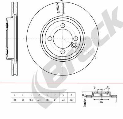 Breck BR 438 VH100 - Тормозной диск autosila-amz.com