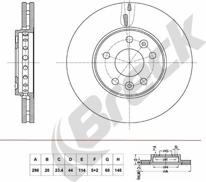 Breck BR 433 VA100 - Тормозной диск autosila-amz.com