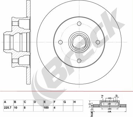 Breck BR 050 SA100 - Тормозной диск autosila-amz.com