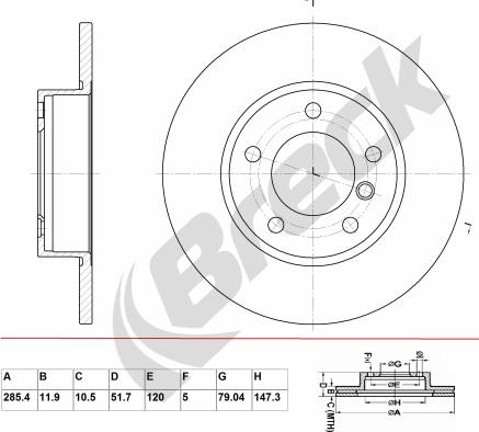 Breck BR 053 SA100 - Тормозной диск autosila-amz.com