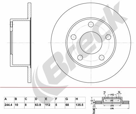 Breck BR 004 SA100 - Тормозной диск autosila-amz.com