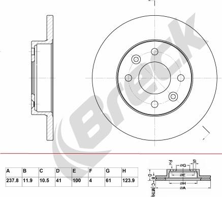 Breck BR 005 SA100 - Тормозной диск autosila-amz.com