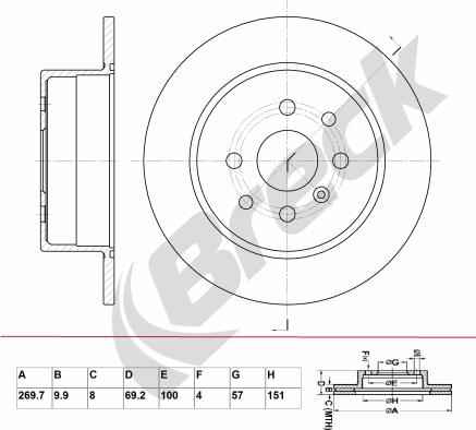 Breck BR 019 SA100 - Тормозной диск autosila-amz.com