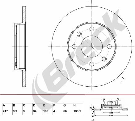 Breck BR 015 SA100 - Тормозной диск autosila-amz.com