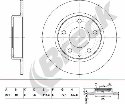 Breck BR 022 SA100 - Тормозной диск autosila-amz.com