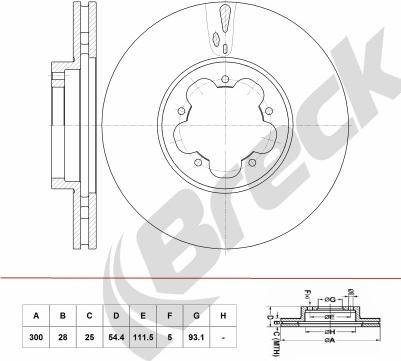 Breck BR 393 VA100 - Тормозной диск autosila-amz.com