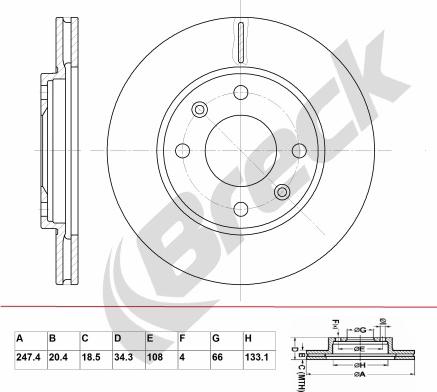 Breck BR 343 VA100 - Тормозной диск autosila-amz.com