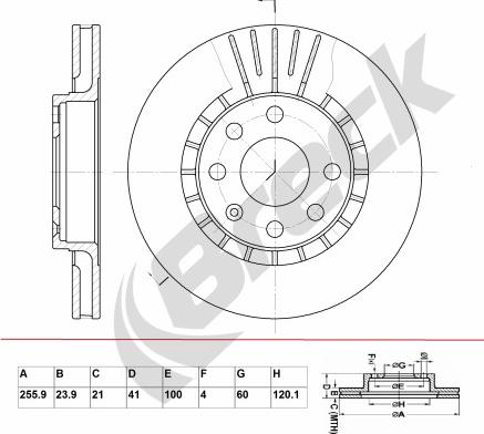 Breck BR 305 VA100 - Тормозной диск autosila-amz.com