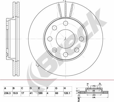 Breck BR 306 VA100 - Тормозной диск autosila-amz.com